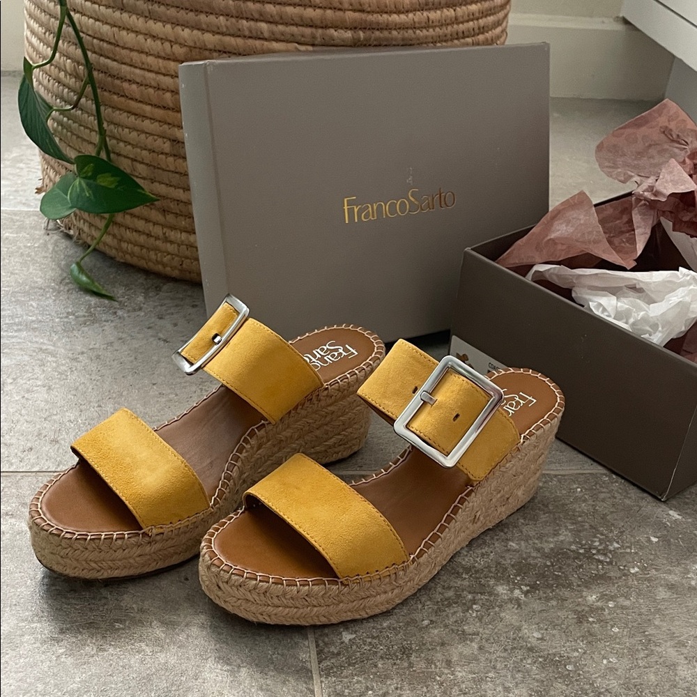 Franco Sarto Yellow Wedge Sandals